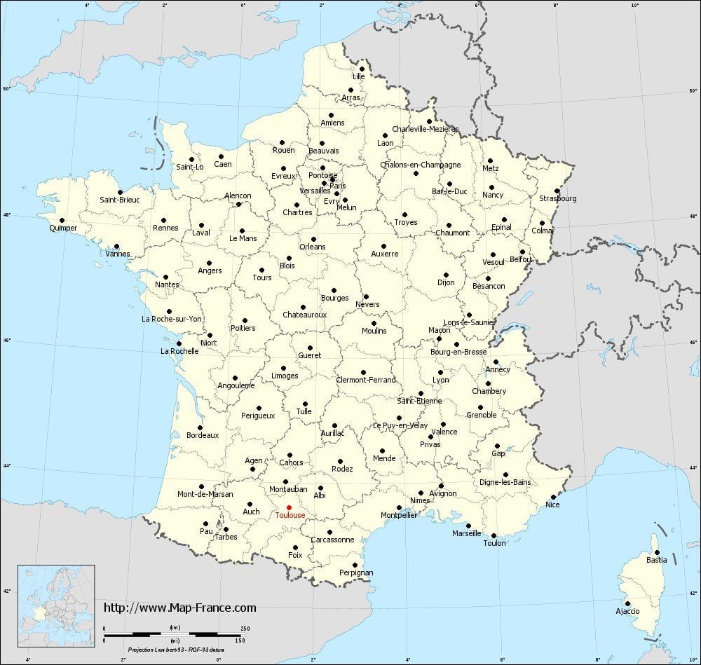карта на франција покажува Toulouse