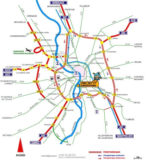 карта на Toulouse автопат