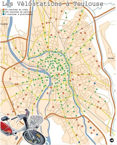 карта на Toulouse велосипед