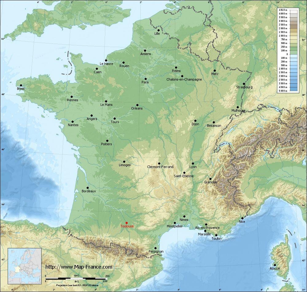 географска карта на Toulouse