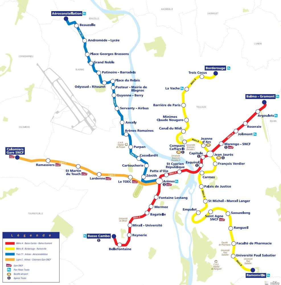 карта на Toulouse трамвај