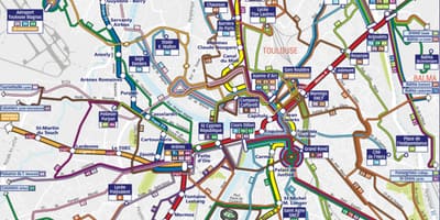 Toulouse автобус на маршрутата на мапата
