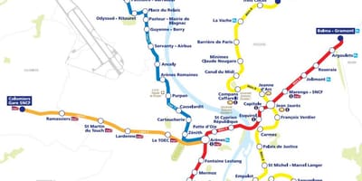 Карта на Toulouse трамвај